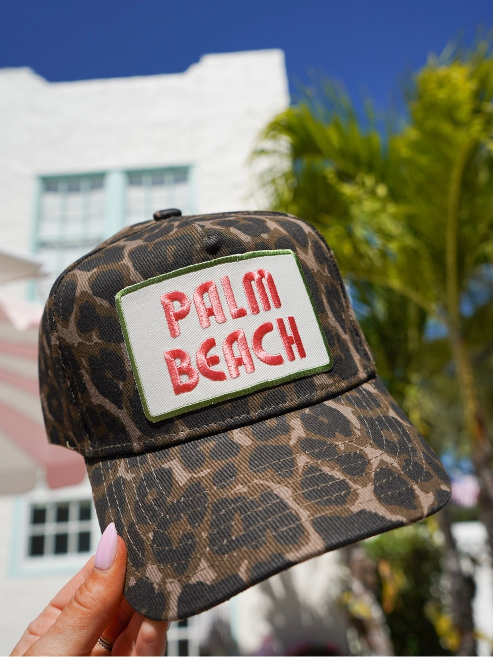 Kenz Kustomz “Palm Beach” Patch Cheetah Print Vintage Adjustable Trucker Hat